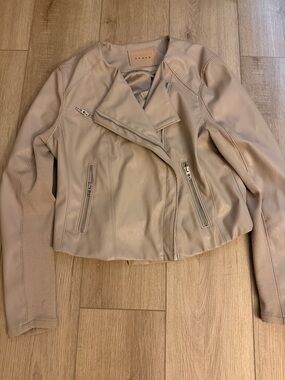 Blank NYC Taupe Faux Leather Moto Jacket